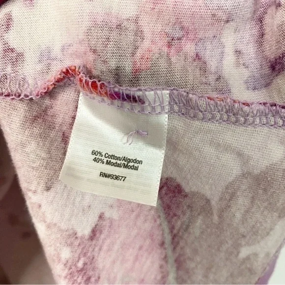 A.N.A. Purple Floral Short Sleeve Top with Ruffles - Picture 3 of 7